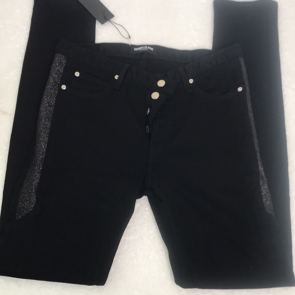 Keiser Clark Racer Skinny Glitter Black Jeans - Picture 2 of 5